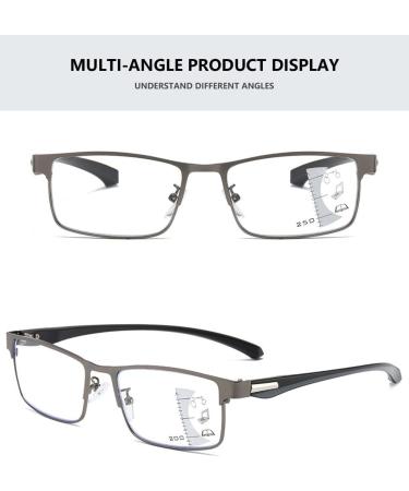 Buy MAGIMODAC Self-Tinting Progressive Multifocal Reading Glasses - UV Protection Blue Light Filter Metal Rectangular Design for Men & Women - Gray 4.0 Diopters - Buy Online on GoSupps.com