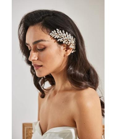 SWEETV Rhinestone Wedding Hair Comb Clip | Bridal Hair Accessories in Gold - Buy Online on GoSupps.com
