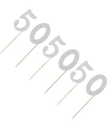 50th Birthday Cupcake Toppers Silver Glitter 50 Cupcake Topper Set for Birthday Wedding Anniversary Party Decorations - Buy Online on GoSupps.com