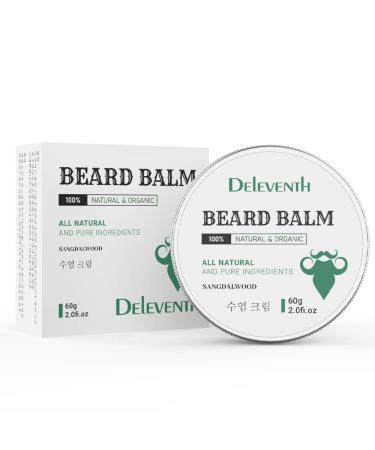 DEleventh Korean Brand Beard Balm 60g / Vitamin E with Natural Oils and Waxes Soften Strengthen and Protect for Healthy Nourishing Beard Hydrate Soften & Protect Your Facial Hair (Sandalwood)