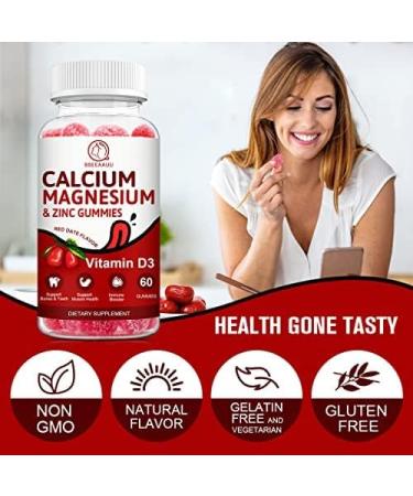 Calcium Magnesium Zinc & Vitamin D Gummies - 2 Pack | 120 Count, Gluten-Free Vegan Formula for Strong Bones | Vitamins for Women Men & Kids - Buy Online on GoSupps.com