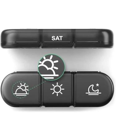 Buy Hoshen 21 Compartment Black Pill Box 7 Days 3 Daily Reminders | Portable & Organized Pill Organizer - International Shipping Available - Buy Online on GoSupps.com