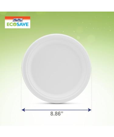Hefty ECOSAVE Compostable Disposable Paper Plates Luncheon 8.86" 125 Count White 8.86" Paper Plates - Buy Online on GoSupps.com