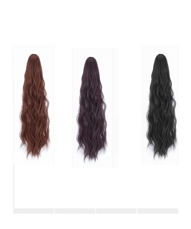 Horsetail Wig - Long Curly Hair Ponytail | Natural Black & Dark Brown - Big Wave Style with Upgrade Grip - Buy Online on GoSupps.com