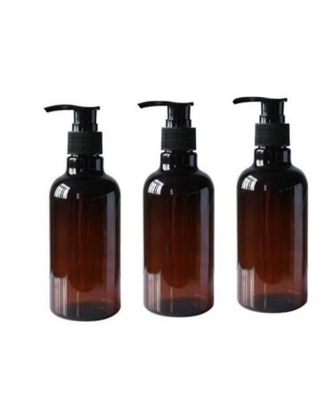 Xumin 3 pieces 250 ml 8 ounce refillable empty pet plastic pumping pumping shampoo shower gel glasses container with black pump tops for make-up cosmetic bath shower toilet