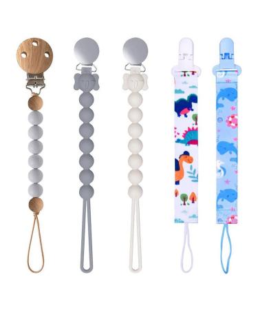Silicone Pacifier Clip  Pacifier Holder Clip  Pacifier Clips Baby Girl  Pacifier Clips for Boys Teething Pacifier Clip BPA Free 5SET