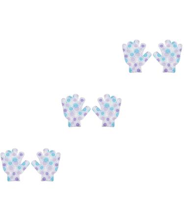 FRCOLOR 3 Pairs Printed Bath Gloves Five Finger Shower Gloves Exfoliating Gloves Printing Child Bath Towel