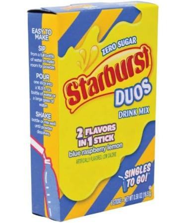 Star-burst Drink Mix 2Flavors in 1Stick Duos Blue Raspberry Lemon and Lemon & Blue Raspberry Singles to go Zero Sugar Juice Drink Mix Low Calorie Drinks 3 Boxes w/ 6 Packets Each (Pack of 3) - Buy Online on GoSupps.com