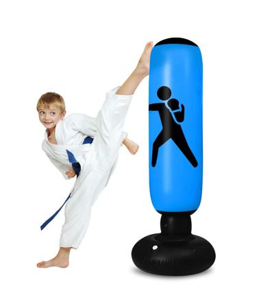 Christmas Punching Bag for Kids - 63inch Immediate Bounce-Back Anger Toy for Boys Girls Gifts, Exercise and Martial Arts Training Equipment for Practicing Karate, Taekwondo, MMA and to Release Energy blue