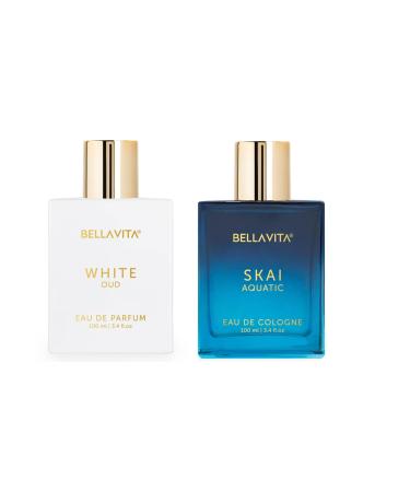 BellaVita Luxury White Oud & Skai Aquatic Unisex Perfume Combo | Long-Lasting Clean & Natural | Ideal Gift Set for Men & Women | Vegan Cruelty-Free | Gift Set for Birthday & Anniversaries