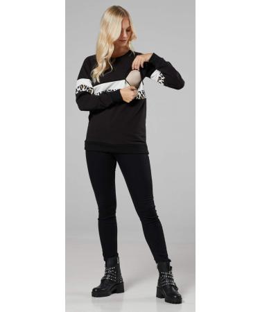 Zeta Ville Maternity Nursing Zipped Sweatshirt Striped Jumper - Black/Brown Panther - Size 8 - Buy Online on GoSupps.com