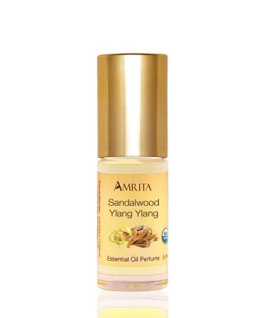 Sandalwood Ylang-Ylang Essential Oil Perfume - USDA Certified Organic & Alcohol-Free - Blended with Premium Therapeutic Quality Essential Oils - Size: 5ML