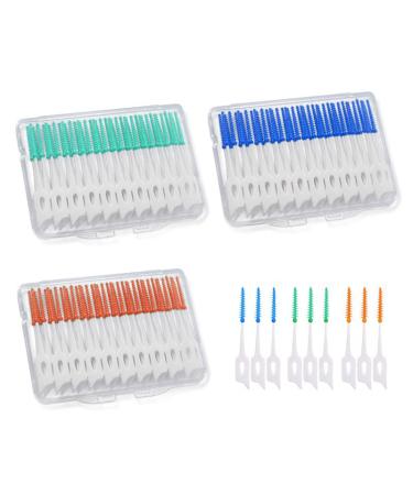 Mivaiun 120 pieces interdental brushes adaptive interdental brush dental dental floss dual -house dental floss stick gap broken room brushes 3 boxes - 40 pieces/box (blue+green+orange) blue blue+green+orange green green