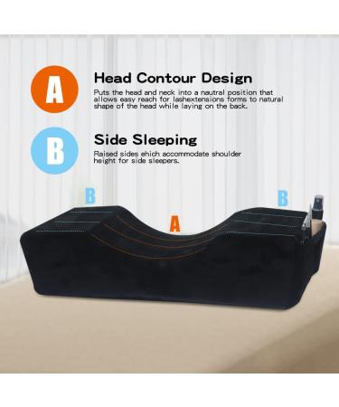 MNpartners Beauty Salon Eyelash Extension Neck Pillow - Comfortable Memory Foam Velvet Pillow for Lash Grafting & Make Up - Black - Buy Online on GoSupps.com