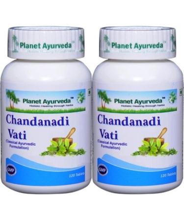 Planet Ayurveda Chandanadi Vati - 2 Bottles (Each 120 Tablets, 500mg) - Ayurvedic Remedy
