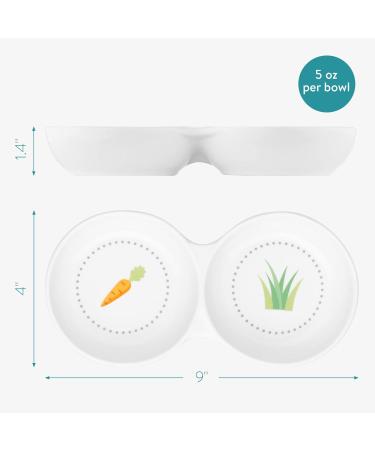 Navaris Double Ceramic Food Bowl for Rabbits Guinea Pigs - Rabbit Water Dish - Carrot and Grass Design White - Buy Online on GoSupps.com