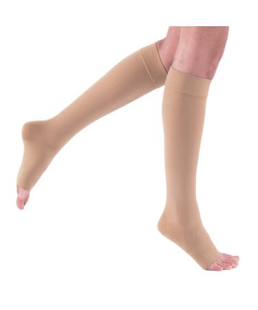 Jobst Relief Knee High Moderate Compression 15-20, Open Toe Silky Beige, Large FULL CALF Beige Large Full Calf (1 Pair)