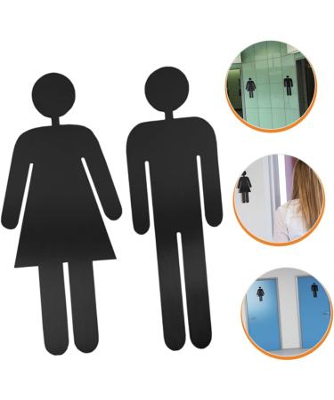 TEHAUX 1 pair Plates Modern Decore Bathroom The Metal Nameplate Toilet Universal Decor Restroom Miss 15x6.5cm Black - Buy Online on GoSupps.com