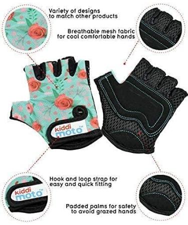 KIDDIMOTO Children's Fingerless Cycling Gloves for Boys & Girls - Floral Design - Size M (4-8 Years) - Perfect Kids Bike Gloves - Buy Online on GoSupps.com