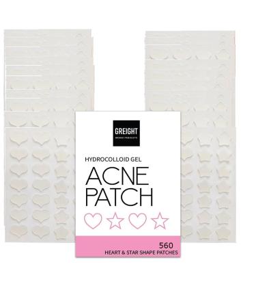 Hydrocolloid Acne Pimple Patch Heart and Star Shape 560 Patches - Acne Treatment For Breakout Conceals Acne Reduces Pimples and Blackheads