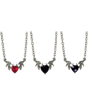 Kuaiyiju Gothic Heart Devil Wing Choker Necklace - Violet Alloy Party Jewelry - Buy Online on GoSupps.com