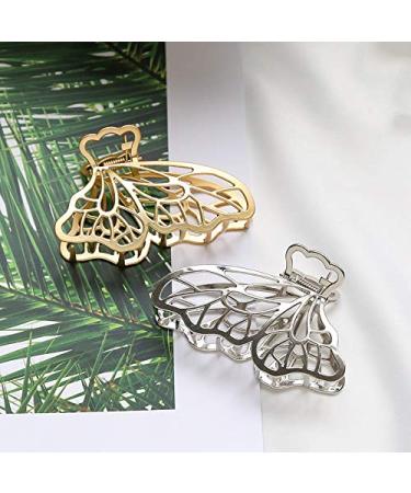 Large Metal Butterfly Hair Claw Clips - 2PCS (Gold/Silver) | Non-slip Thick Hair Barrette for Women and Girls - Buy Online on GoSupps.com