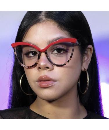 SERONI Large Cat Eye Blue Light Blocking Glasses for Women & Men - Pink-Leopard UV Protection 53mm Reading Glasses - Buy Online on GoSupps.com