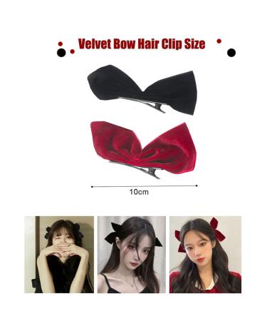 Buy Bamboopack Velvet Hair Clips - 4 Pieces French Style Hairpins in Monochrome Red/Black for Christmas & Everyday Use - Buy Online on GoSupps.com