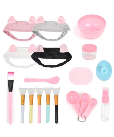 Fororeh 20 pieces of mask brush silicone with hair bands and mask bowl face mask brush set set cosmetics make-up brushes beauty products for girls DIY mask