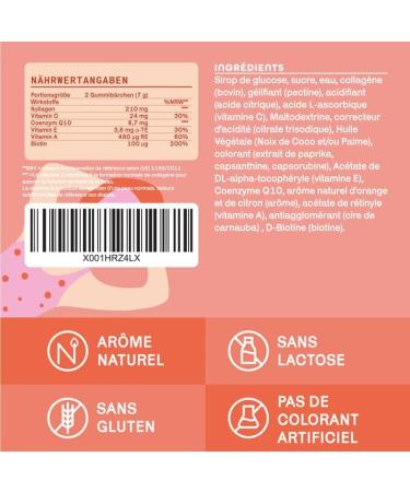 Gummies pour les soins de la peau avec Collag ne et Coenzyme Q10. 60 Gummies 30 jours d approvisionnement go t d agrume. Sans lactose et sans gluten. BeSoHappy - Buy Online on GoSupps.com