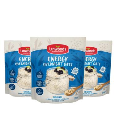 Linwoods Original Energy Overnight Oats | 3x 300g Porridge Oats | Source Of Protein | Healthy Breakfast Food | Vegan Friendly & Gluten Free 3x300g