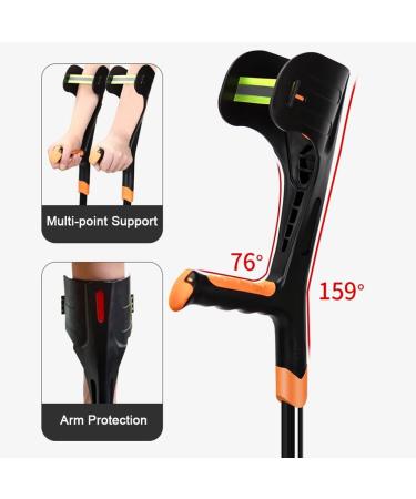 GHFTCCF Adults Folding Forearm Crutches Lightweight Adjustable Open Cuff Crutches Canes Ergonomic Design with Non-Slip Foot Cap Suitable for Height 148-190cm/ 4' 8''-6' 2'' Double The Comfort Orange 1 count - Buy Online on GoSupps.com