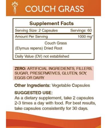 Secrets of the Tribe Couch Grass 120 Capsules 1000 mg Couchgrass (Couch Grass Elymus repens) Dried Root (120 Capsules) 120 Count (Pack of 1) - Buy Online on GoSupps.com