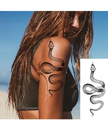 Realistic Big Size Black Snake Temporary Tattoo Stickers - Waterproof Fake Tattoo for Men & Women - Body & Arm Fashion Accessory - Buy Online on GoSupps.com