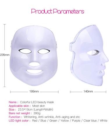 7 Color LED Light Therapy Mask - FEITA Photon Light Skin Rejuvenation Therapy Facial Skin Care Mask - Anti Aging - Reduce Wrinkles - Face Care Treatment - Buy Online on GoSupps.com