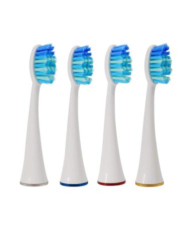 Voom Sonic Pro 7 Series Replacement Brush Heads Advanced Bristle Technology Soft Dupont Nylon Bristles Oral Care - White - Pack of 4