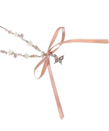 SOUTHJIELING Cute butterfly necklace for women and girls bow necklace rose