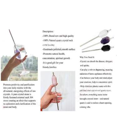 Natural Dream Amethyst Stainless Steel Straws Crystal Healing Drinking Straws Reusable and Eco Friendly - 7.87" Long with Storage Box and Cleaning Rod (Dream Purple) - Buy Online on GoSupps.com