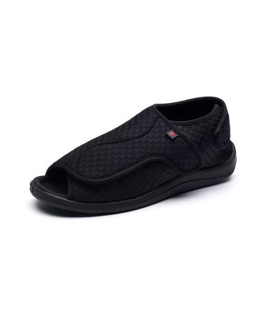 Lfzhjzc Diabetic Shoes for Women Adjustable Open Toe Diabetic Shoes for Men w/Anti Slip Sole Diabetic Slippers Shoes for Edema and Swollen Feet (Color : Black Size : 10) 10 Black