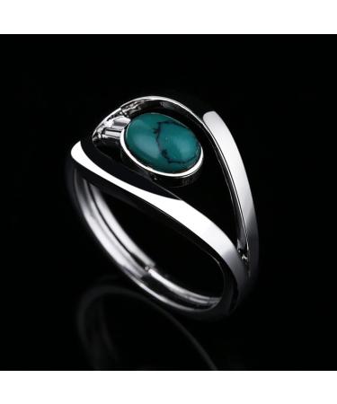 CLSSLVVBN Rings Jewelry Turquoise Silver Lady Finger Antique Ornaments Girls Gemstones Wedding Elegant Valentine Anniversary 7 - Buy Online on GoSupps.com