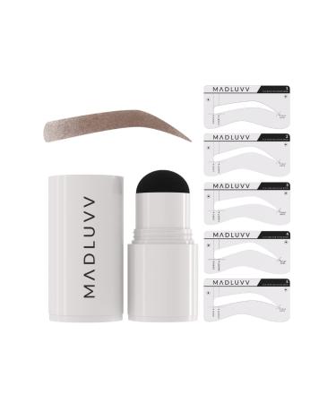 MADLUVV 1-Step Brow Stamp + Shaping Kit, The Original Patent-Pending Viral Eyebrow Stamp and Stencil Set (Medium Brown)