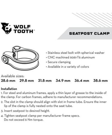 Wolf Tooth Black Seatpost Clamp 34.9/35mm - Precision-Machined for Superior Performance - Buy Online on GoSupps.com