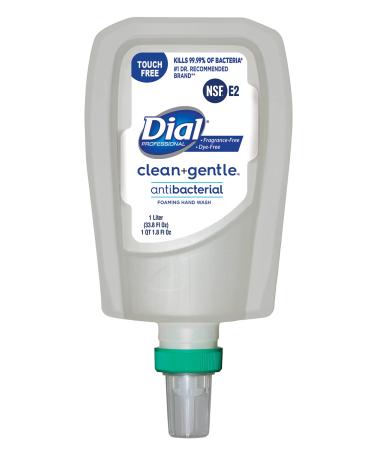 Dial Clean + Gentle Antibacterial Foaming Hand Wash Fragrance and Dye-Free FIT Universal Touch-Free 1L Dispenser Refill (Pack of 3) Unscented 33.8 Fl Oz (Pack of 3)