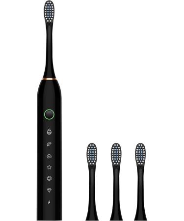 VALSEEL Sonic Electric Toothbrush for Adults - 6 Modes, Smart Timer, IPX7 Waterproof - Black (4 Heads) - Buy Online on GoSupps.com