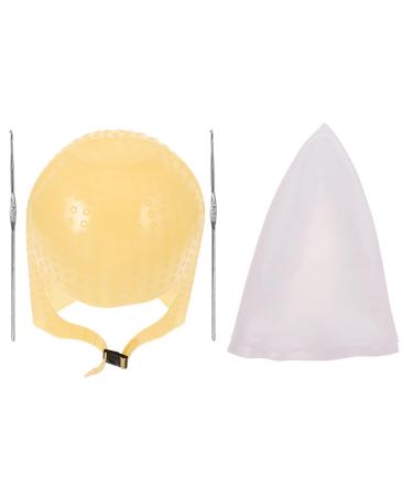 Healifty Bonnet M ches Silicone R utilisable 2 Pi ces Taille Unique avec Aiguille M tal pour Surlignage Pr cis Homme Femme Utilisation Salon et Domicile Couleur Marron et Blanc