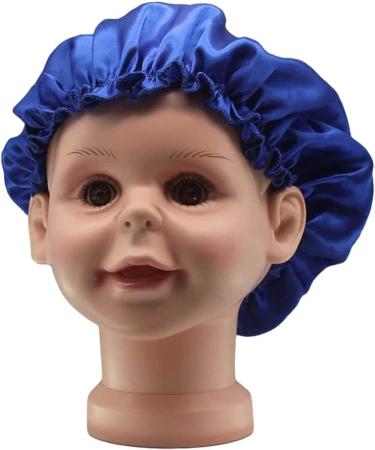 2 Pcs Wide Band Satin Hair Bonnet for Sleeping - Soft Night Sleep Hat for Curly Hair Protection in Blue - Buy Online on GoSupps.com