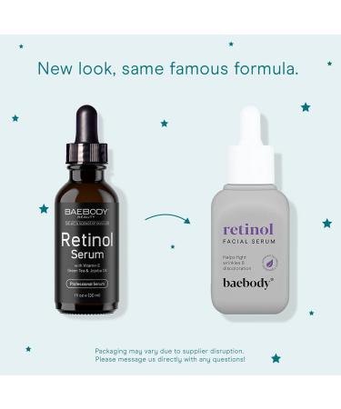 Baebody Retinol Facial Serum with Vitamin E, Hyaluronic Acid & Jojoba Oil - 1 Oz - Buy Online on GoSupps.com