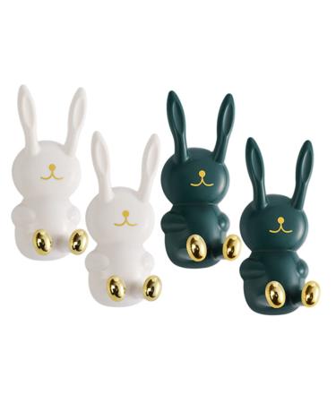Alipis 4 pieces sticky hook of the caricature clothes hook luffa hooks clothes rack shaver holder for the bathroom toothbrush hook toothbrush hook wall distributor storage ABS 9x4.8cm white