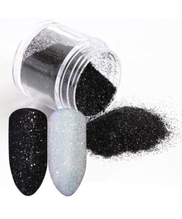 Staaar  2 Colors/Ultra Fine Iridescent Nail Glitter Powder Set with Little Spoon - Sugar Effect Nail Decoration Powder (Black Diamond & Rosy Unicorn)