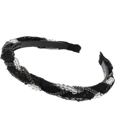 hgnxa Sequined Lace Hair Hoop for Women Korean Style Rhinestones Headband Nonslip Sweet Hairband Casual Wear Mesh Headwear Black - Buy Online on GoSupps.com